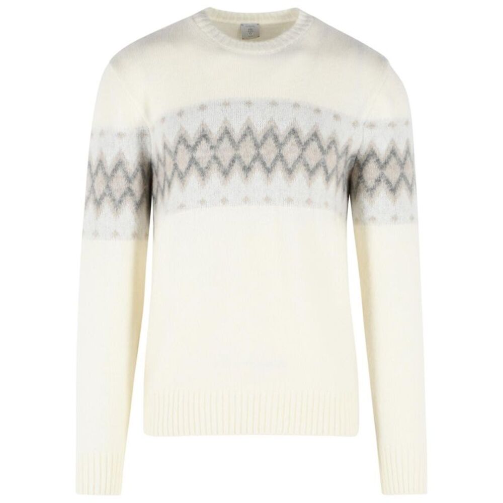 Eleventy Ivory Cashmere And Silk Blend Sweater Men